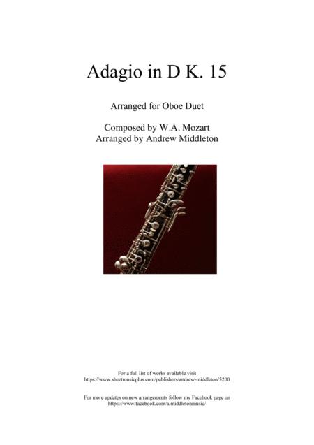 Free Sheet Music Adagio In D Arranged For Oboe Duet