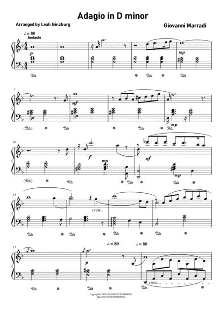 Adagio In D Minor By Giovanni Marradi Arranged For Piano Solo By Leah Ginzburg Sheet Music