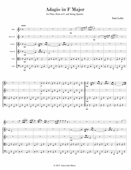 Adagio In F Major For Winds And Strings Sheet Music