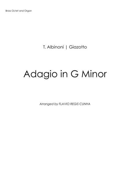 Adagio In G Minor For Brass Octet And Organ Sheet Music