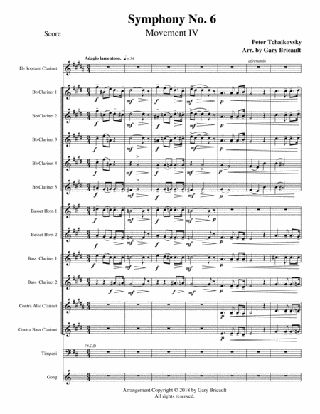 Adagio Lamentaso Mvt Iv Symphony No 6 Sheet Music