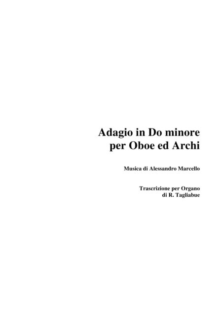 Free Sheet Music Adagio Per Oboe E Archi A Marcello Arr For Piano Organo