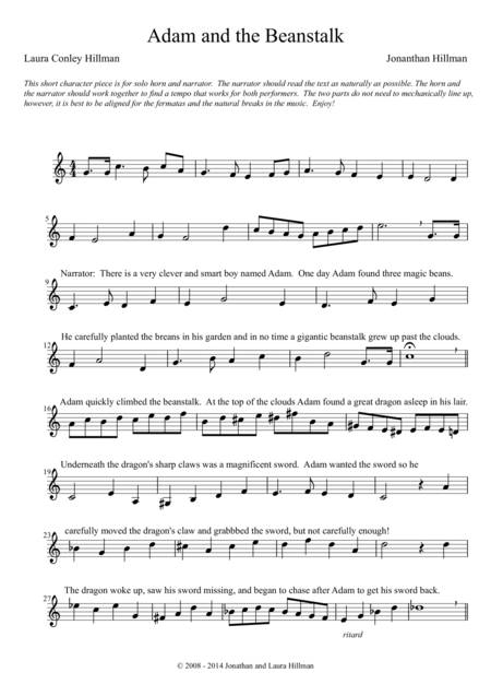 Free Sheet Music Adam And The Beanstalk