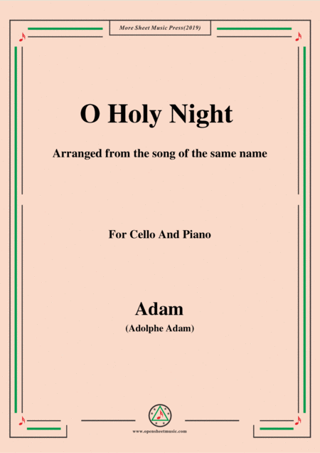 Adam O Holy Night Cantique De Noel For Cello And Piano Sheet Music