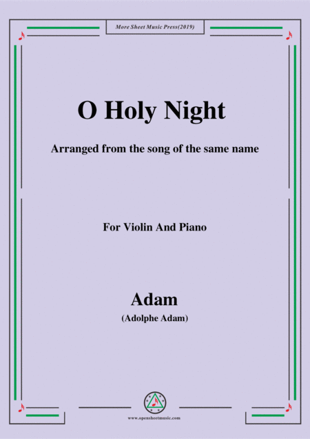 Adam O Holy Night Cantique De Noel For Violin And Piano Sheet Music