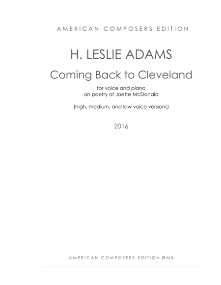 Adams Coming Back To Cleveland Sheet Music