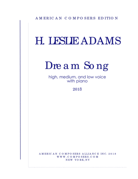 Adams Dream Song Sheet Music