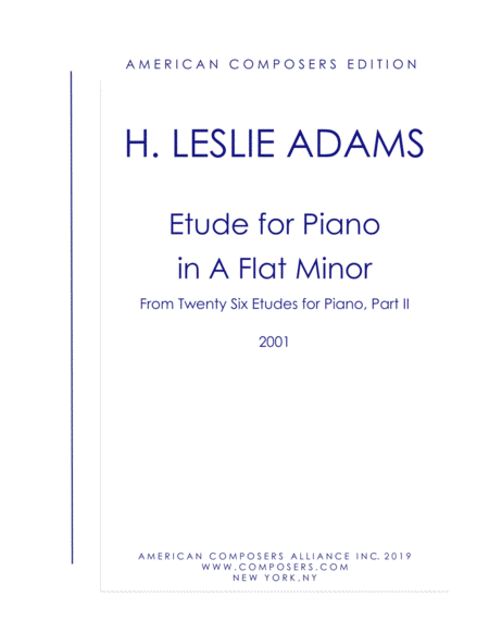 Adams Etude In A Flat Minor Part Ii No 2 Sheet Music