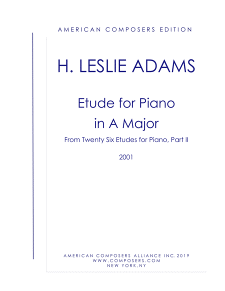 Free Sheet Music Adams Etude In A Major Part Ii No 7