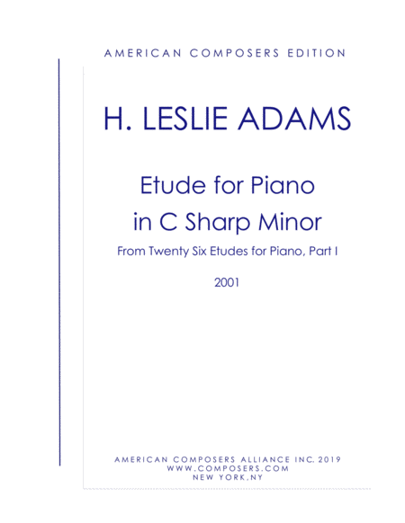 Adams Etude In C Sharp Minor Part I No 11 Sheet Music