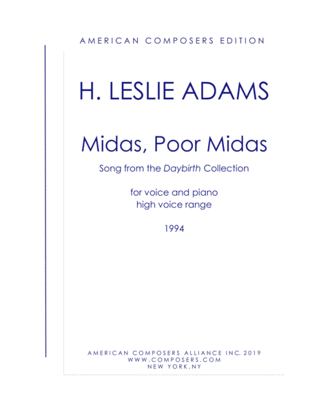 Free Sheet Music Adams Midas Poor Midas From Daybirth