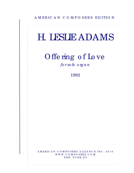 Adams Offering Of Love Sheet Music