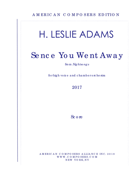 Adams Sence You Went Away Orchestral Sheet Music