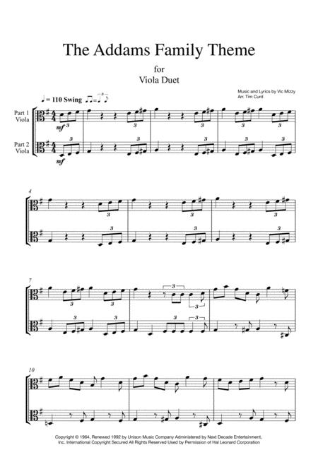 Free Sheet Music Addams Family Theme For Viola Duet