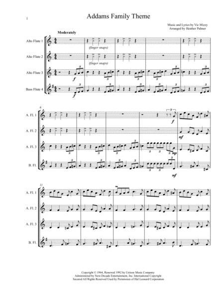 Addams Family Theme Sheet Music