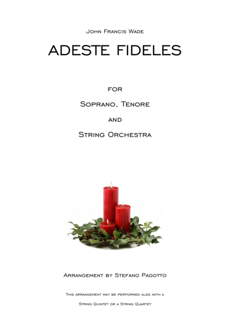 Free Sheet Music Adeste Fideles For Soprano Tenore And String Orchestra