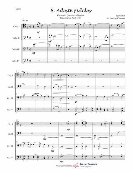 Adeste Fideles O Come All Ye Faithful Cello Quartet Advanced Sheet Music