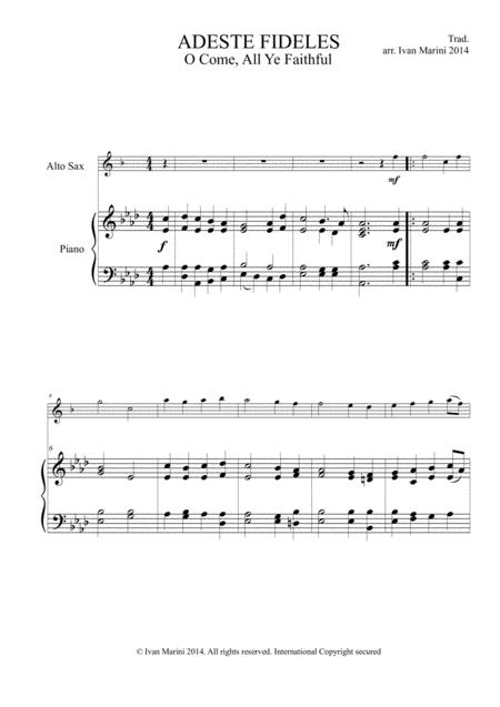 Adeste Fideles O Come All Ye Faithful For Alto Sax And Piano Sheet Music