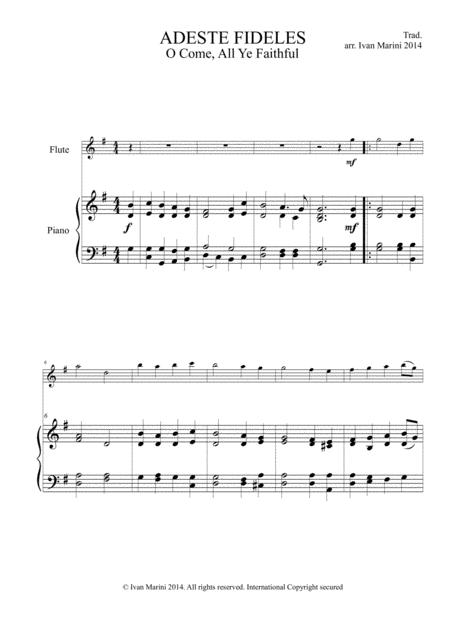 Adeste Fideles O Come All Ye Faithful For Flute And Piano Sheet Music