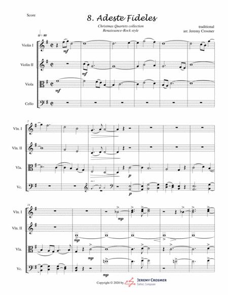 Adeste Fideles O Come All Ye Faithful String Quartet Advanced Sheet Music