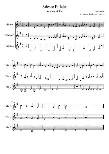 Adeste Fideles Violin Trio Sheet Music