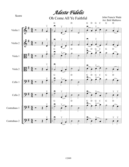 Free Sheet Music Adeste Fidelis Oh Come All Ye Faithful For Strings