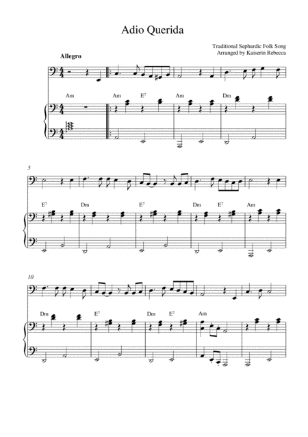 Free Sheet Music Adio Querida Goodbye My Beloved