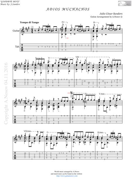 Free Sheet Music Adios Muchachos Sheet Music For Guitar