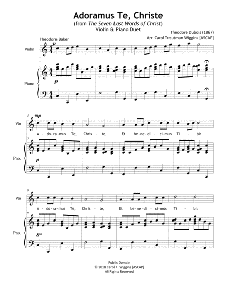 Free Sheet Music Adoramus Te Christe Violin Piano