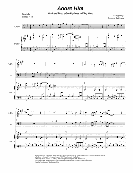 Free Sheet Music Adore Him Duet For Flute And Bb Clarinet