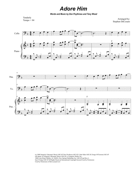 Free Sheet Music Adore Him For Brass Quartet