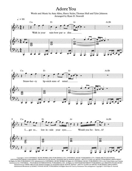 Adore You As Recorded By Harry Styles Sheet Music