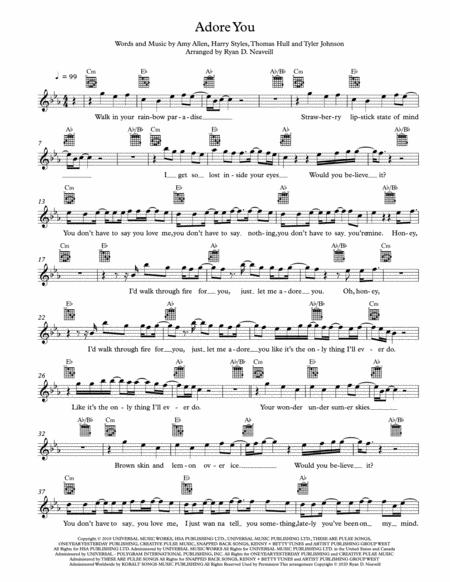 Free Sheet Music Adore You Lead Sheet As Recorded By Harry Styles