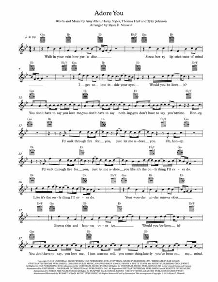 Adore You Lead Sheet In Lower Key Of G Minor Sheet Music