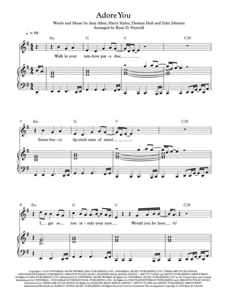 Adore You Lower Key Of E Minor Sheet Music