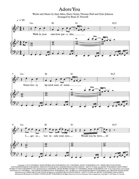 Adore You Lower Key Of G Minor Sheet Music