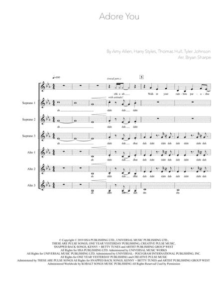 Adore You Sssaaa A Cappella Sheet Music