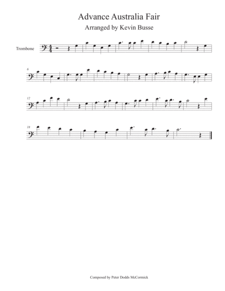 Advance Australia Fair Trombone Sheet Music