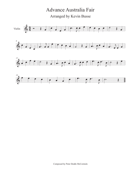 Advance Australia Fair Violin Sheet Music