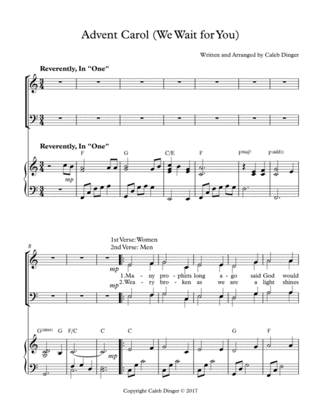 Advent Carol We Wait For You Sheet Music