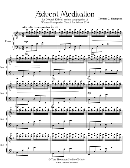 Advent Meditation Piano Score Sheet Music