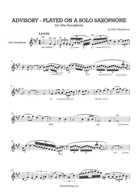 Advisory For Alto Saxophone Sheet Music