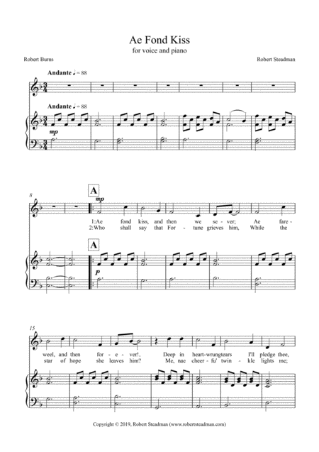 Ae Fond Kiss Sheet Music