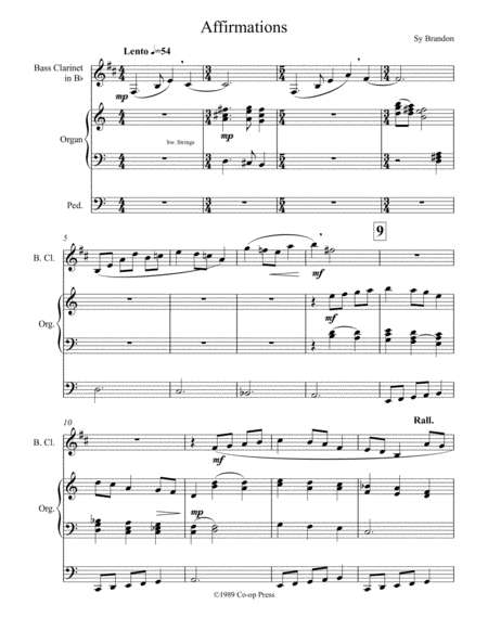 Affirmations For Bass Clarinet And Organ Sheet Music