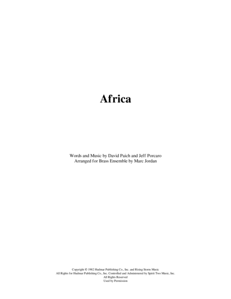 Free Sheet Music Africa For Brass Ensemble