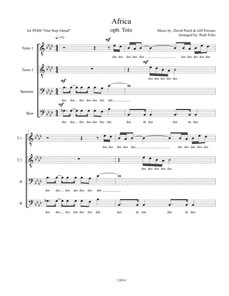 Africa In Gb Intermediate Sheet Music