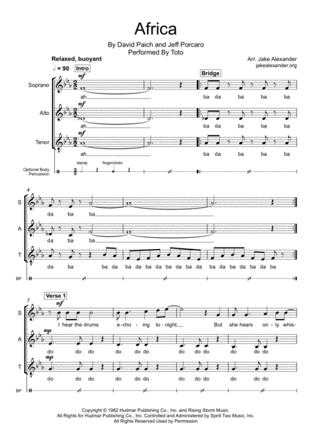 Free Sheet Music Africa Sat