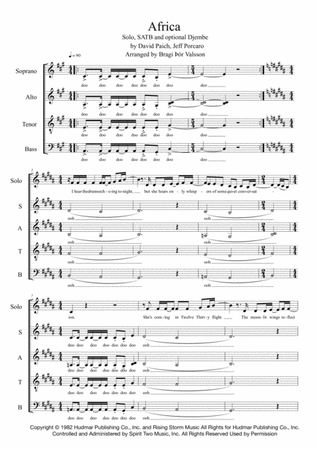 Africa Satb And Optional Djembe Sheet Music