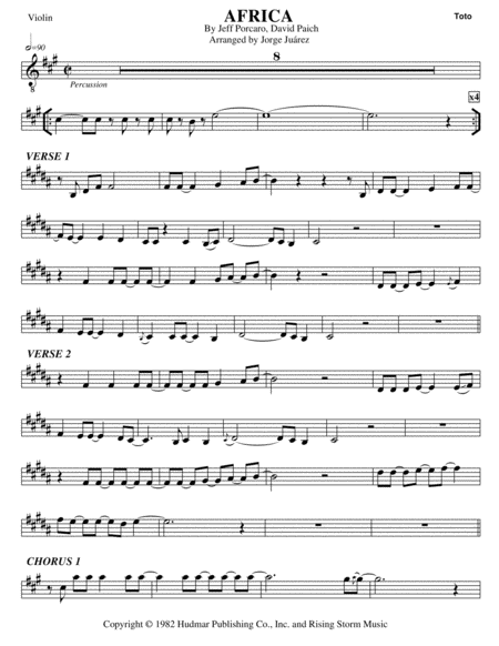 Africa Violin Sheet Music