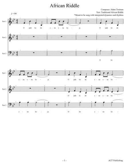 African Riddle Sheet Music